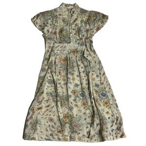 Vintage Trolley Car Women White Floral Wildlife Dress, Extra Small